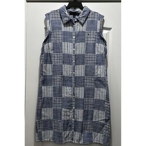 Tommy Hilfiger Women's Plaid Patchwork blue and white Dress Size 12